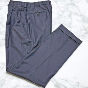 Incotex Navy Super 150s Wool Pleated Cuffs Dress Pants